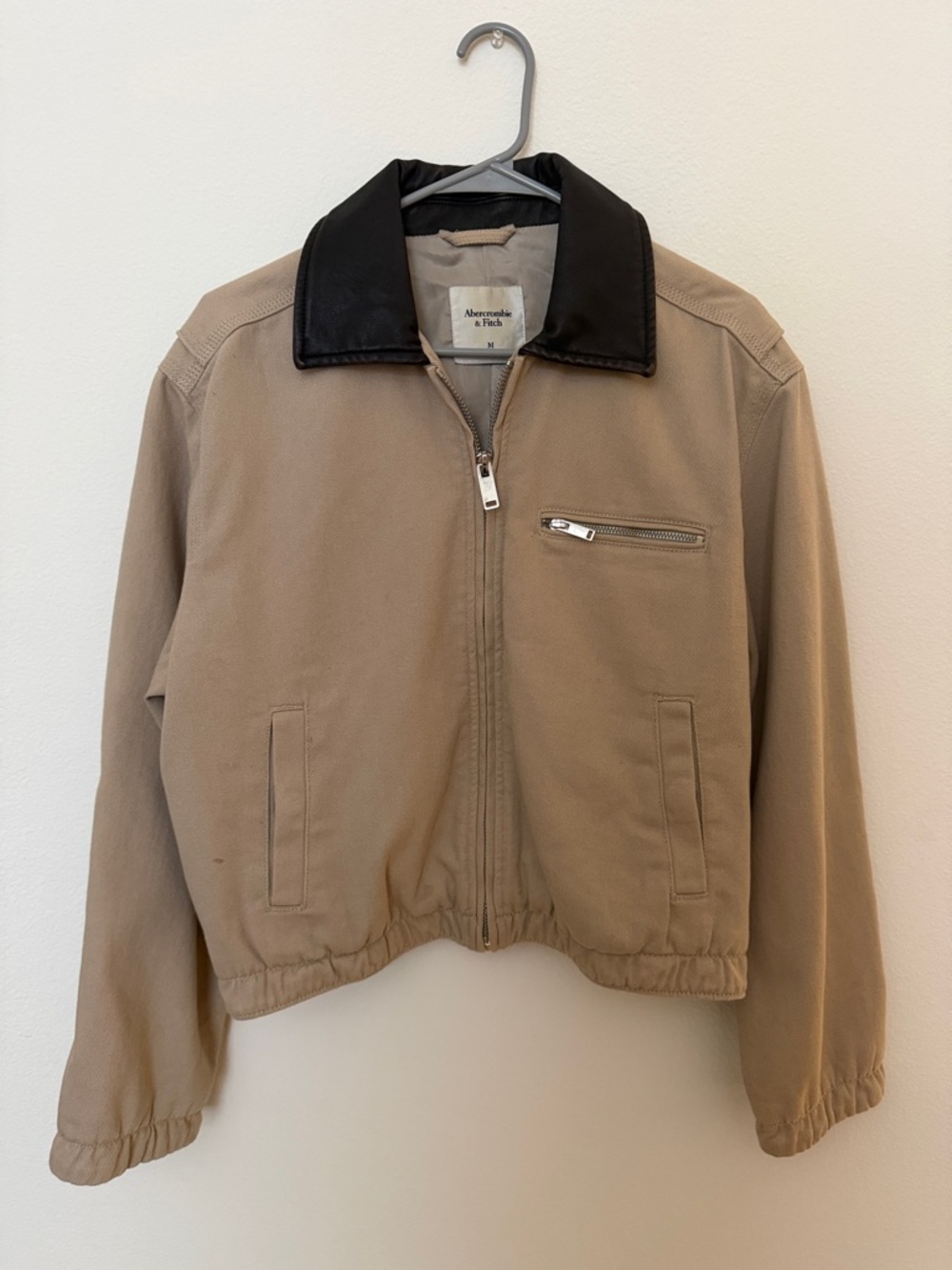Abercrombie & Fitch Tan Jacket with Black Collar Accent